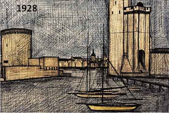 BUFFET, BERNAND, 1928-2000, PORT DE LA ROCHELLE 1950, FARBLITHOGRAPHIE VON 1960 NACH EINEM AQUARELL,AUF ARCHES ...