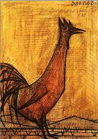 BUFFET, BERNAND, 1928-2000, COQ 1951,  FARBLITHOGRAPHIE VON 1960 NACH EINEM AQUARELL,AUF ARCHES ...