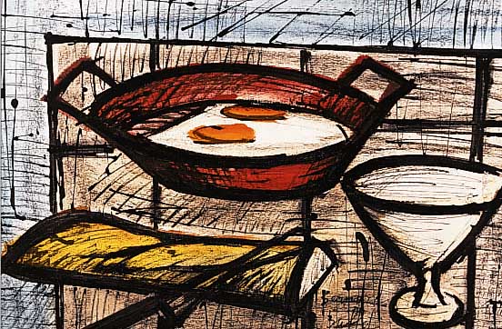 BUFFET, BERNAND, 1928-2000, NATURE MORTE AUX OEUFS 1955, FARBLITHOGRAPHIE VON 1960 NACH EINEM AQUARELL,AUF ARCHES ...