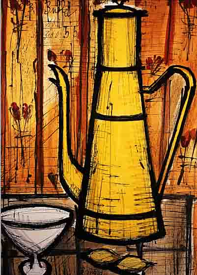 BUFFET, BERNAND, 1928-2000, CAFETIERE JEUAN 1955, FARBLITHOGRAPHIE VON 1960 NACH EINEM AQUARELL,AUF ARCHES ...