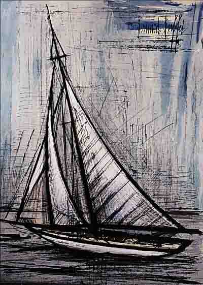 BUFFET, BERNAND, 1928-2000, VOILIER 1959,  FARBLITHOGRAPHIE VON 1960 NACH EINEM AQUARELL,AUF ARCHES ...
