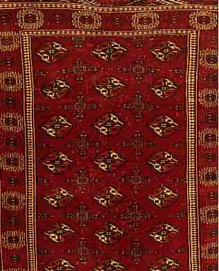 TORKMENE CA.166 X 148 CM. EHZ.4 FLOR WOLLE CA. 40 JAHRE.