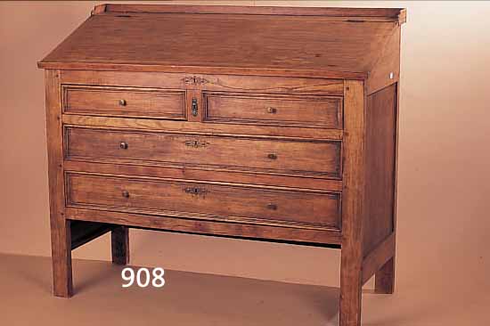STEHPULT, MITTELDEUTSCH, UM 1830/50, LINDE/ULME, ZWEI GR. SCHUBLADEN U. ZWEI KL. FäCHER, PLATTE HOCHKLAPPBAR, OHNE SCHLüSSEL, M. CA. ...