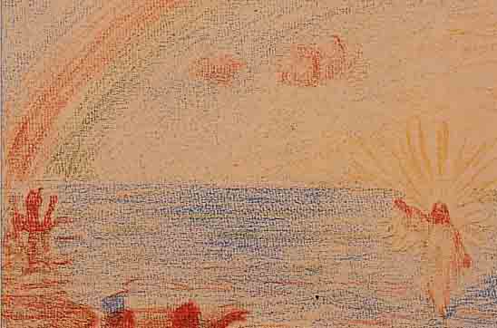 ENSOR, JAMES, JESUS LäUFT üBER DEN SEE GENEZERETH, FARBLITHOGRAPHIE, IM DRUCK SIGN., CA. 15,5 X 18 CM, PP