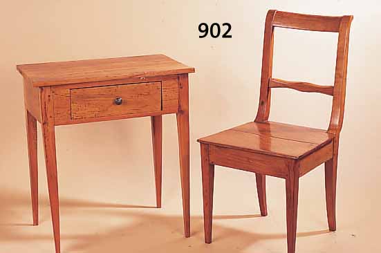 KLEINER TISCH U. STUHL, DEUTSCH, BIEDERMEIER, UM 1830, KIRSCHBAUM, TISCHM. CA. 67,5 X 61 X 42 CM; STUHLH. 86 CM, SH. 42 CM, L. ...