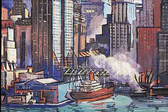 BELDER, RIENK HENDRIK, 1910-1986 AMSTERDAM, ANSICHT VON NEW YORK, ÖL/HARTFASER, RE. U. SIGN., RüCKSEITIG BETITELT: NEW YORK I UND DAT. 1960, ...