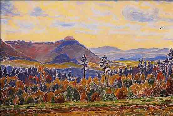 BRAUN, LEO HUBERT, LIT.VGL. KüRSCHNERS GRAFIKER-HANDBUCH, HERBSTLANDSCHAFT IM HOHEN NEUFFEN, PASTELLKREIDE AUF PAPIER, RE. U. ...