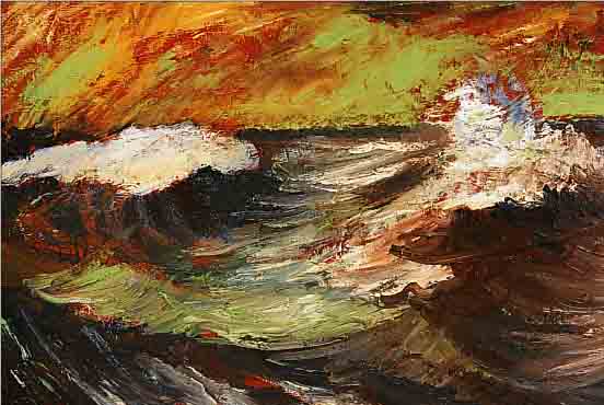 BELDER, RIENK HENDRIK, 1910-1986 AMSTERDAM, BRANDUNG AN DER KüSTE, ÖL/HARTFASER, UNSIGN., AUS DEM NACHLAß DES KüNSTLERS STAMMEND, CA. 50 X 70 ...