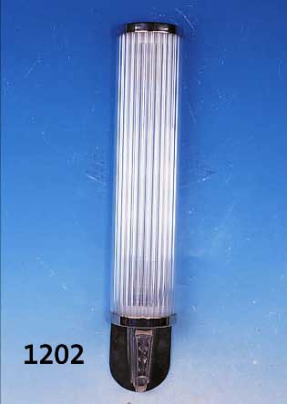 PAAR WANDLAMPEN, FRANKREICH, 40ER JAHRE, VERCHROMTE METALLMONTUREN, ERNEUERTE GLAS- STäBE, JE ZWEI BRENNSTELLEN, H. CA. 72 CM