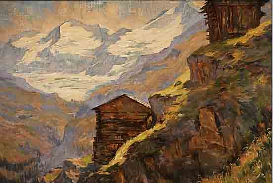 PISTORIUS, MAXIMILIAN, 1894-1960, HüTTEN IM GEBIRGE, ÖL/LWD, RE. U. SIGN. UND DAT. 1940, CA. 66 X 80 CM, R.