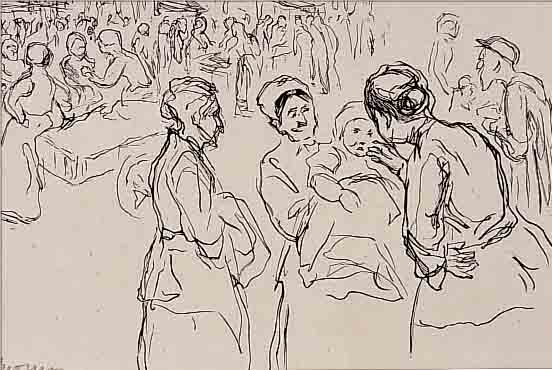 LIEBERMANN, MAX, 1847-1935, IM SPITAL, LITHOGRAPHIE, LI. U. HANDSIGN., CA. 9 X 13 CM, PP
