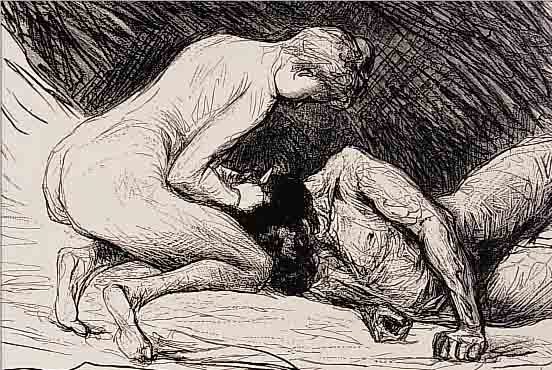 LIEBERMANN, MAX, 1847-1935, AM KRANKENLAGER, LITHOGRAPHIE, CA. 14 X 17,5 CM, PP