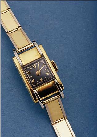 KULM DAMENGOLDBANUHR SPORT, SCHWEIZ/ DEUTSCHL. UM 1938, GG/WG-GEH. 750/000, ART- DECO, NEUTR. GG-GLIEDERB. 585/000, SCHARNIER- BOD., ...