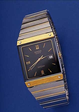 RADO HERRENARMBANDUHR DIASTAR, SCHWEIZ UM 1985, EDELSTAHL TEILW. POLIERT INCL. BAND, ZWISCHENGL. D. BANDES M. GG-AUFLAGE, SAPHIR- FLACHGLAS, ...