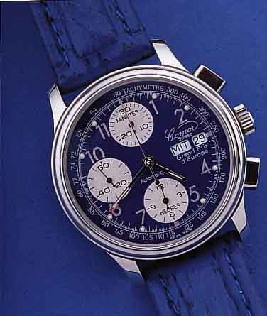 COMOR HERRENARMBANDUHR GRAND PRIX D'EUROPE, EDELSTAHL, AB HERST. WASSERD. BIS 3 ATM., AUTOMATIK, 25 ST., SCHNELLSCHW., FEINREG., ...