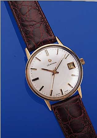 CERTINA HERRENARMBANDUHR, SCHWEIZ UM 1965, GG 585/000, EINSCHALENGEH., BLATT REST., HAND-AUFZUGKAL. 25-661, 17 ST., RINGUNR., FLACH- SPIR., ...