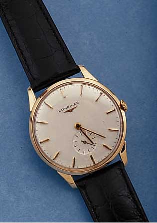 LONGINES HERRENARMBANDUHR, REF.-NR. 6909/1/ 62, SCHWEIZ UM 1964, ROSE-G. 750/000, BODEN GEDR., BLATT REST., RUNDANKERW., 17 ST., ...