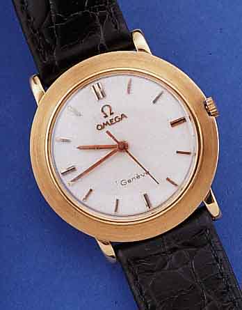 OMEGA HERRENARMBANDUHR, REF.-NR. 131006/62, SCHWEIZ UM 1963, ROSE-G. 750/000, BODEN GEDR.,LüNETTE MATT., BLATT REST., RUNDANKERW. ...