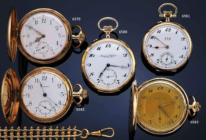POP HERRENTASCHENUHR LEPINE, REF.-NR. 340, FRANKREICH UM 1928, GG 750/000, EMAILBL. SIGN.AUßEN ROT 13-24, GOLDCUV., BRüCKENANKERW. IN GEH. ...