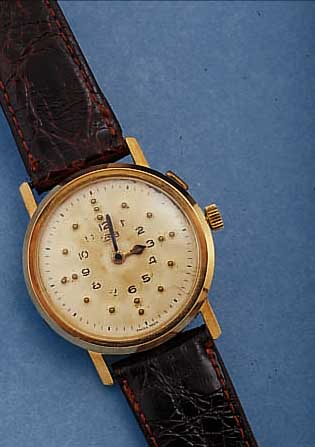 ARSA BLINDENARMBANDUHR SELTEN, SCHWEIZ/ DEUSTCHL. UM 1958, GG 585/000, BODEN GEDR., GLASR. M. SPRUNGDECKELEFFEKT, ZIFFERBL. M. ...
