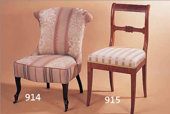 SALONSESSEL, DEUTSCH, UM 1900, NEU GEPOLSTERT UND BEZOGEN, DEKORATIV, 2 FüßE MIT KL. ROLLEN, L. GEBRAUCHSSPUREN, H. 85, SH.37 CM