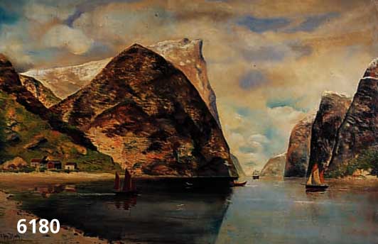 Fey, Carl, geb. 1867 DÜsseldorf, erw. bis ca. 1930, Norwegische Fjordlandschaft, Öl/Lwd, li. u. sign. und bez. Ddf., ca. 80 x 120 cm, R. mit ...