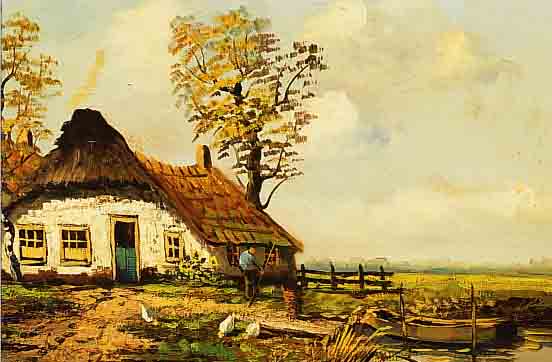 RANGH, W.L., DäNISCHER MALER, UM 1920-30, KOPENHAGENER SCHULE, BAUERNGEHöFT IN LANDSCHAFT, ÖL/LWD, ...