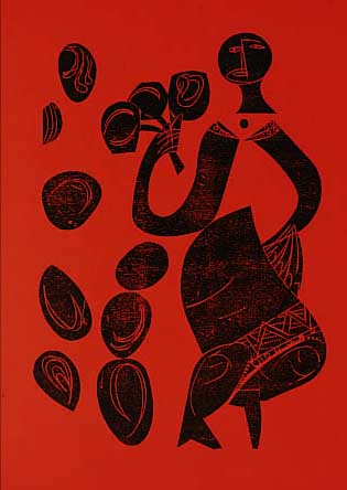 GRIESHABER, HAP, 1909-1981, DREI FARBHOLZSCHNITTE VON 1973: "DER MANN UND DIE ZIEGE" UND "VEREINIGUNG" AUS DER ...