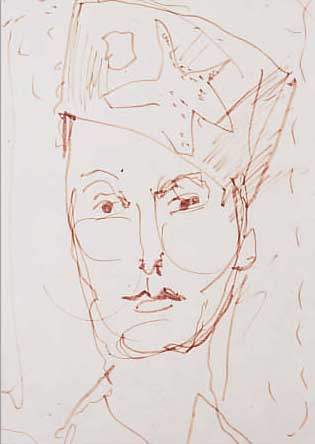 BAERWIND, RUDI, PORTRäT DES PROF. ERNST FUCHS, FILZSTIFTZEICHNUNG, HANDSIGN., MIT WIDMUNG, CA. 28 X 20 CM, PP