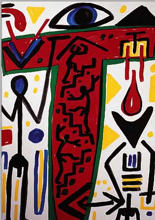 PENCK, A.R., GEB. 1939, FARBOFFSET, HAND- SIGNIERT, CA. 62 X 45 CM, PP