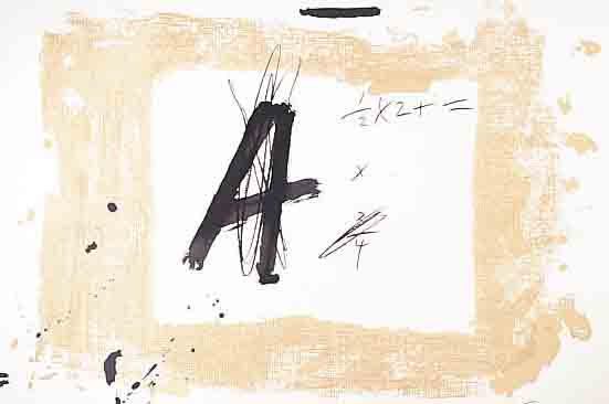 TAPTAPIES, ANTONI, GEB. 1923 BARCELONA, FARBLITHOGRAPHIE, KOMPOSITION MIT GROßEM A, WVZ GALFETTI NR. 639, CA. 55 X 75 CM BLATTGR.