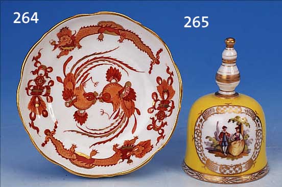KLEINER TELLER, MEISSEN, 18. JH., PORZELLAN,REICHER ROTER DRACHENDEKOR, GOLDGEHöHT, D. 13 CM