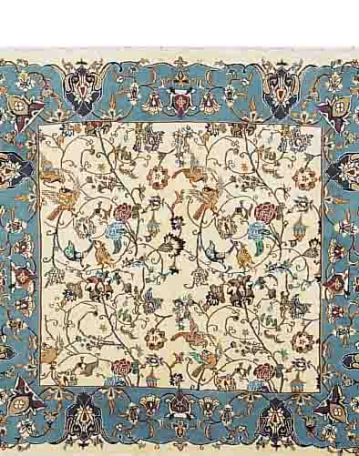 NAIN,PERSIEN CA.195 X 192 CM. EHZ.2 FLOR WOLLE M. SEIDE CA.10 JAHRE.