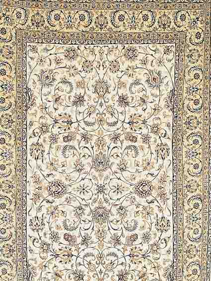 NAIN,PERSIEN CA.266 X 160 CM. EHZ.1-2 REINIGUNGSB. KORKWOLLE M. SEIDE CA.1.MIO KN/QM. CA.5 JAHRE.