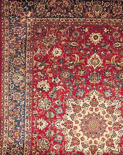 ESFAHAN,PERSIEN CA.429 X 308 CM. EHZ.3 FLOR WOLLE UM 1930.