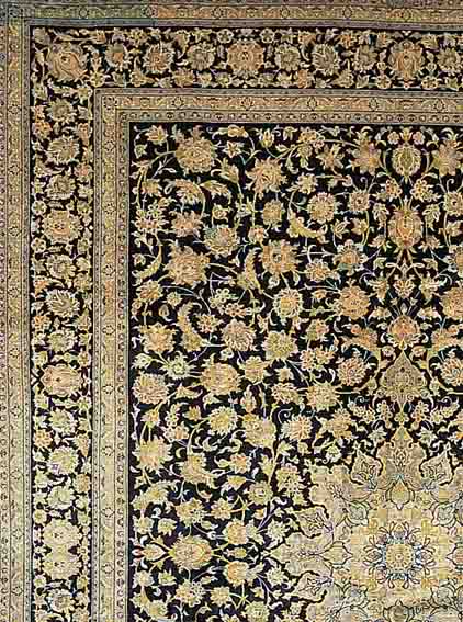 KESCHAN SIGN.,PERSIEN CA.411 X 297 CM. EHZ.2-3 FLOR WOLLE M.SEIDE CA. 50 JAHRE.