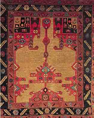 KOLIEI,PERSIEN CA.162 X 154 CM. EHZ.3 FLOR WOLLE CA. 50 JAHRE.