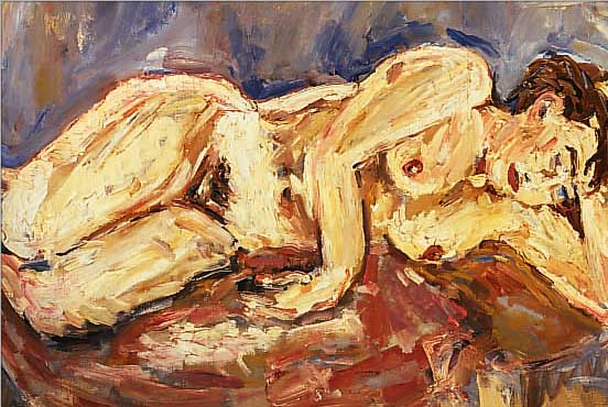 KRESS, KARLA, DEUTSCHE KüNSTLERIN MITTE 20. JH., HIER: LIEGENDER FRAUENAKT, ÖL/LWD., (L. BESCH.), SIGN. U. DAT. (19)65, 70 X 90 CM, R.