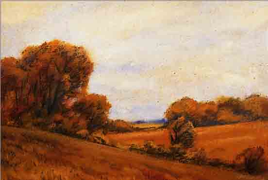 UNBEK. KüNSTLER ANF. 20. JH., HERBSTLICHE WIESENLANDSCHAFT, ÖL/LWD., UNLESERL. SIGN. U. RE. (EVTL. M. UTH), 45 X 64 CM, R.