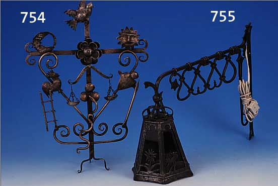 GLAUBENSBAUM, PERU, UM 1900, EISEN GESCHMIEDET, MIT INDIANISCHEN UND CHRISTLICHENMOTIVEN, H. CA. 46 CM