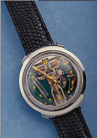 BULOVA ACCUTRON HERRENARMBANDUHR, SCHWEIZ UM 1967, EDELSTAHL, BODEN GESCHR., BEI FERTIG-STELLUNG WASSERGESCH., BATT.-FACH U. ZEIGER- STELLUNG IM ...