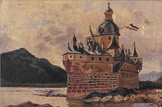 UNBEKANNTER KüNSTLER, UM 1914/15, DIE PFALZ AM RHEIN, L. H. MONOGR., OBERFLäCHE L. ZERKRATZT, ALTERS- U. GEBRSSP., M. 43,5 X 52,5 CM, ...