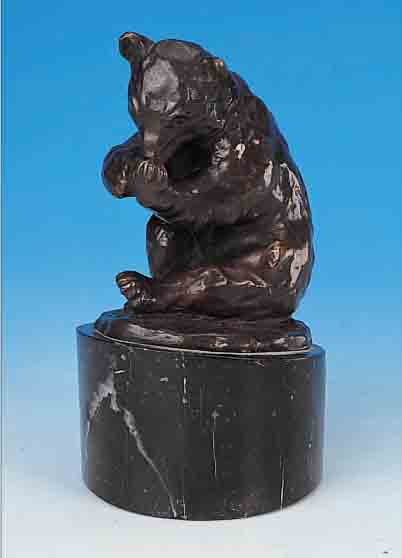 BRONZESKULPTUR, DEUTSCH, UM 1900/20, BRONZE AUF MARMORSOCKEL, H. 20 CM, BäRENDARSTELLUNG