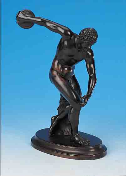 BRONZESKULPTUR, 30ER JAHRE, ANTIKER DISKUSWERFER, UNSIGNIERT, H. 25 CM