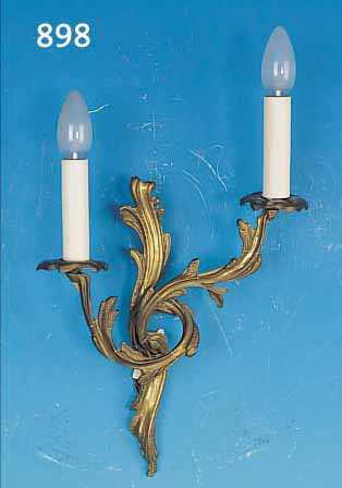 PAAR WANDAPPLIKEN, FRANKREICH, UM 1900, MESSINGGUß, GESAMTMAß CA. 44 CM, ELEKTR. NICHT GEPRüFT