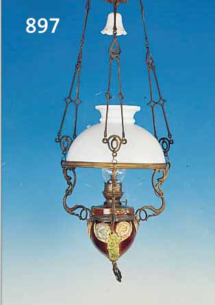 ECKENPETROLEUMLAMPE, FRIESLAND, 1900, KERAMIKKORPUS, MILCHGLASSCHIRM, HöHENVERSTELLBAR, FUNKTION ...