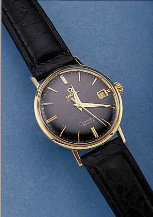OMEGA HERRENARMBANDUHR AUTOMATIK, REF.-NR. 004153, SCHWEIZ/USA UM 1964, GG 585/000, EINSCHALENGEH., GET. A-WELLE, BLATT REST., WERK VERG., ...