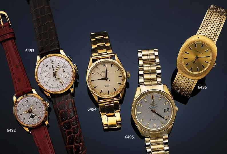 GRUEN ARMBANDUHR VOLLKALENDER INCLUSIVE MONDPHASE, SCHWEIZ UM 1954, METALL HARTVER- G., EDELST.-BODEN U. GLASR. GEDR., KORREKTUR- DR. SEITL. ...