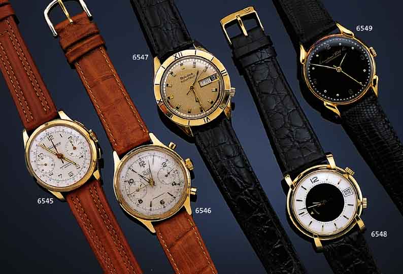 GUB ARMBANDCHRONOGRAPH, REF.-NR. 013859, DEUTSCHL. UM 1958, METALL VERG., EDELST.-BODENGESCHR., 30-MIN.-STOPPZäHLER, VERS. ORIG.- BLATT FL., ...