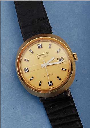 KONVOLUT: 2 GLASHÜTTE HERRENARMBANDUHREN SPEZIMATIC, DEUTSCHL. UM 1970, 1X EDELST., INCL. EDELST.-BAND, 1X MASSIV METALL HARTVER- G., BODEN ...